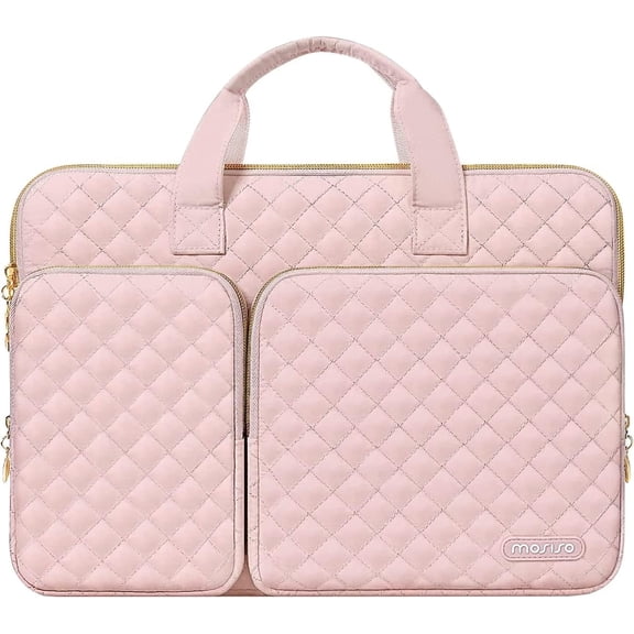 MOSISO 360 Protective Laptop Sleeve for MacBook Pro 14 M4 M3 M2 M1 2024-2021, 13.3" Notebook Carrying Bag Computer Briefcase with Handle, Chalk Pink