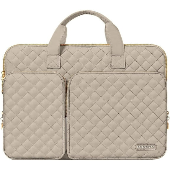 Mosiso 360 Protective Laptop Sleeve for MacBook Pro 14 M4 M3 M2 M1 2024-2021, 13.3" Notebook Carrying Bag Computer Briefcase with Handle, Taupe Brown