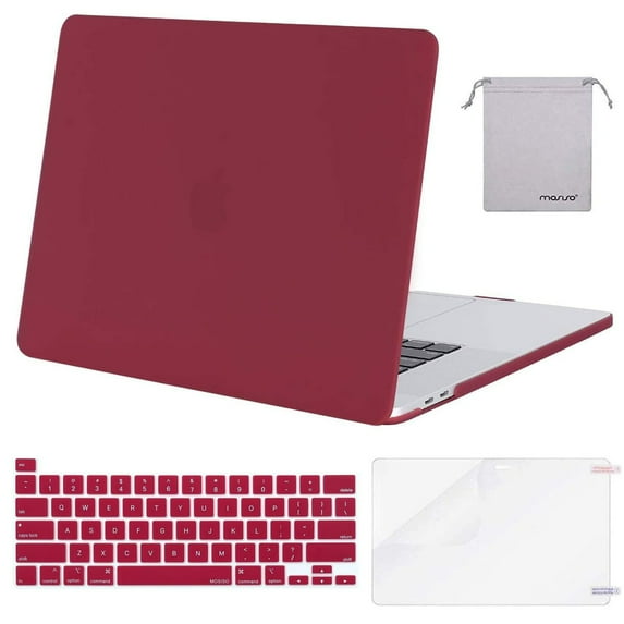 Mosiso 4 in 1 Macbook Pro 16 Inch Case 2020 2019 Release A2141,Hard Shell Case Cover for MacBook Pro 16’’ with Touch Bar&Touch ID, Wine Red