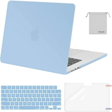 Mosiso 4IN1 Case for MacBook Air 15 inch Case 2025 2024 2023 Release M4 A3241 M3 A3114 M2 A2941 with Touch ID, Plastic Hard Shell&Keyboard Cover&Screen Protector&Storage Bag, Air Blue