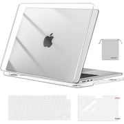Mosiso 4IN1 Case for MacBook Air 15 inch Case 2025 2024 2023 Release M4 A3241 M3 A3114 M2 A2941 with Touch ID, Plastic Hard Shell&Keyboard Cover&Screen Protector&Storage Bag, Crystal Clear