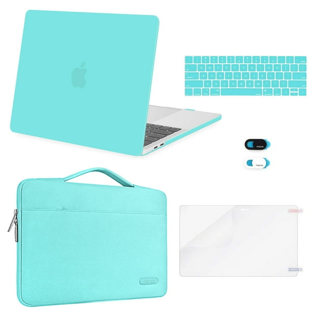 Mosiso 5 in 1 New MacBook Pro 13 inch Case 2016-2020 Release A2338 M1 A2289 A2251 A2159 A1989 A1706 A1708, Hard Shell Case&Sleeve Bag for Apple MacBook Pro 13'' with/without Touch Bar, Hot Blue