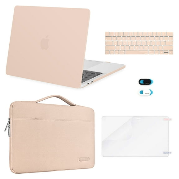 Mosiso 5 in 1 New MacBook Pro 13 inch Case 2016-2020 Release A2338 M1 A2289 A2251 A2159 A1989 A1706 A1708, Hard Shell Case&Sleeve Bag for Apple MacBook Pro 13'' with/without Touch Bar, Camel
