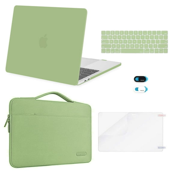 Mosiso 5 in 1 New MacBook Pro 13 inch Case 2016-2020 Release A2338 M1 A2289 A2251 A2159 A1989 A1706 A1708, Hard Shell Case&Sleeve Bag for Apple MacBook Pro 13'' with/without Touch Bar, Chartreuse