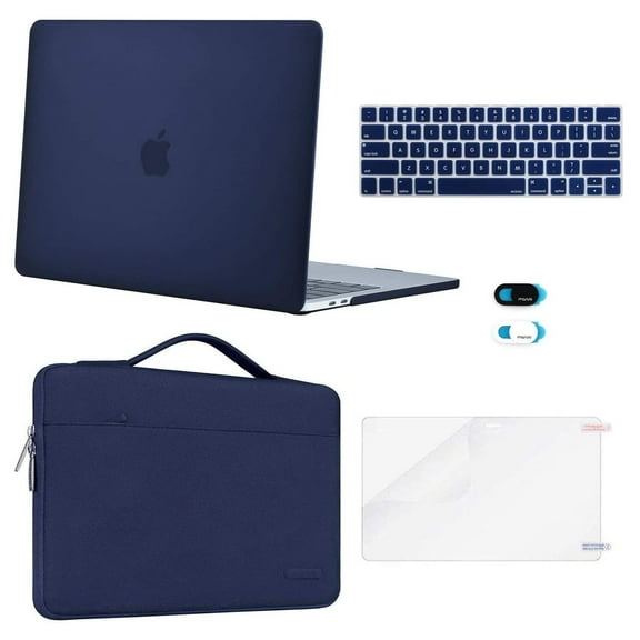 Mosiso 5 in 1 New MacBook Pro 13 inch Case 2016-2020 Release A2338 M1 A2289 A2251 A2159 A1989 A1706 A1708, Hard Shell Case&Sleeve Bag for Apple MacBook Pro 13'' with/without Touch Bar, Navy Blue