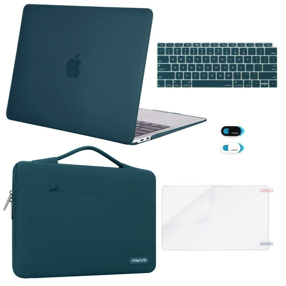 Mosiso 5 in 1 New Macbook Air 13 Inch Case A1932 2019 2018 Release, Hard Case Shell Cover&Sleeve Bag for Apple MacBook Air 13'' with Retina Display andTouch ID, Deep Teal