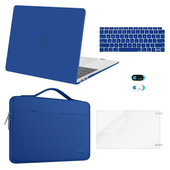 Mosiso 5 in 1 New Macbook Air 13 Inch Case A1932 2019 2018 Release, Hard Case Shell Cover&Sleeve Bag for Apple MacBook Air 13'' with Retina Display andTouch ID, Royal Blue