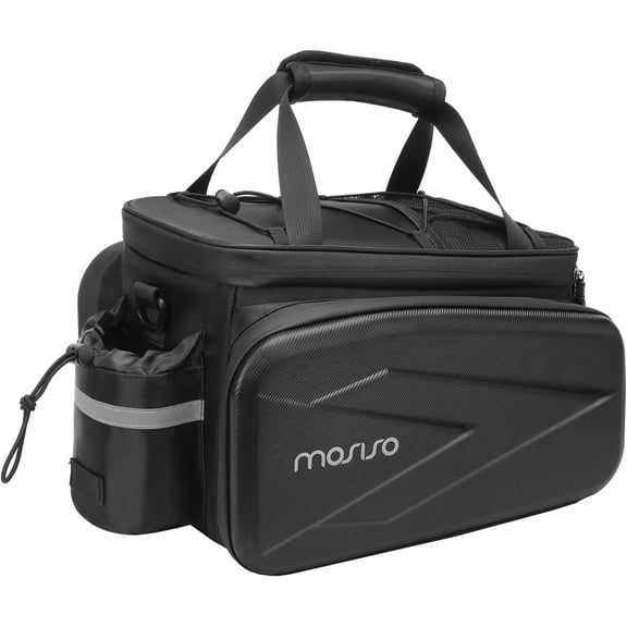 Mosiso Bicycle Rear Seat Bag Waterproof Bike Rack Bag Trunk Cooler Bag 8L Cycling Bike Backseat Storage Cargo Bag Handbag Shoulder Bag, Black