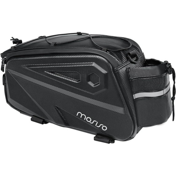 Mosiso Bike Rack Bag, Waterproof Bike Rear Rack bag Bicycle Trunk Bag, 14L EVA Mountain Bike Rear Seat Bag Bicycle Storage Saddle Shoulder Bag Cycling Luggage Bag with Shoulder Strap, Black