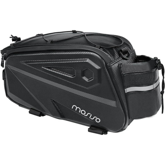 Mosiso Bike Rack Bag, Waterproof Bike Rear Rack bag Bicycle Trunk Bag, 14L EVA Mountain Bike Rear Seat Bag Bicycle Storage Saddle Shoulder Bag Cycling Luggage Bag with Shoulder Strap, Black