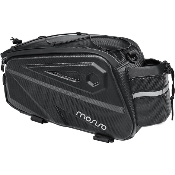 Mosiso Bike Rack Bag, Waterproof Bike Rear Rack bag Bicycle Trunk Bag, 14L EVA Mountain Bike Rear Seat Bag Bicycle Storage Saddle Shoulder Bag Cycling Luggage Bag with Shoulder Strap, Black
