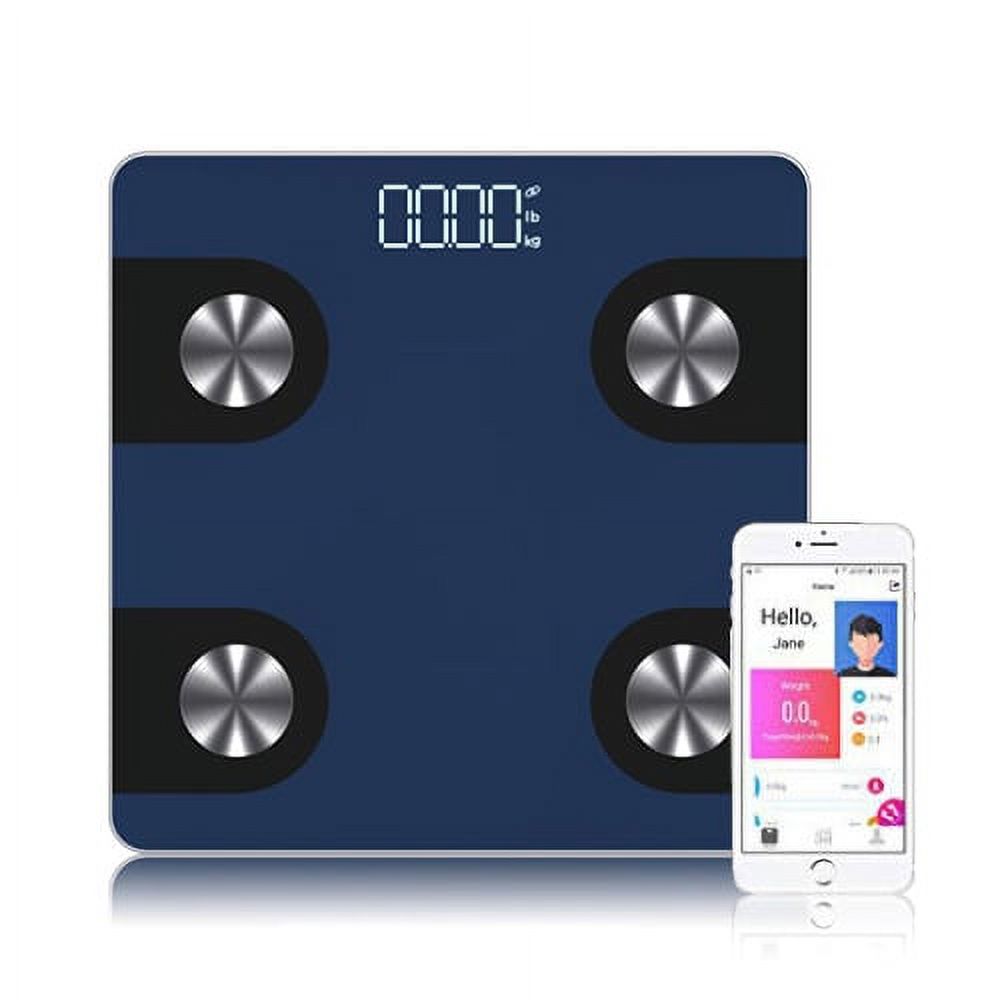 Mosiso - Bluetooth Smart Connected Body Fat Scale with Large Backlit LCD, Smart Body Analyzer, Measures 8 Parameters with FREE App for iPhone, iPad, iPod and Android Smart Phones and Tablets, Blue - image 1 of 5