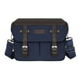 thumbnail image 1 of Mosiso Camera Case Crossbody Shoulder Messenger Bag, DSLR/SLR/Mirrorless Photography Vintage PU Leather Flap Gadget Bag with Rain Cover for Canon/Nikon/Sony Camera and Lens, Navy Blue, 1 of 7
