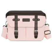 Mosiso Camera Case Crossbody Shoulder Messenger Bag, DSLR/SLR/Mirrorless Photography Vintage PU Leather Flap Gadget Bag with Rain Cover for Canon/Nikon/Sony Camera and Lens, Pink