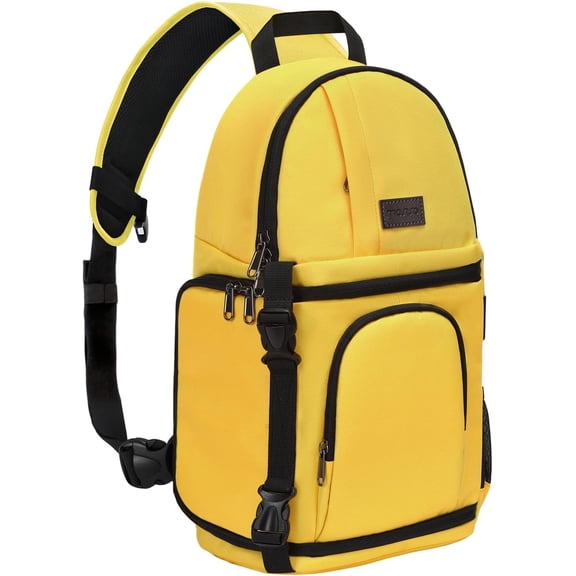 Mosiso Camera Sling Backpack Bag for DSLR/SLR/Mirrorless Cameras (Canon Nikon Sony Pentax) Waterproof Camera Video Backpack for Photographer, Yellow