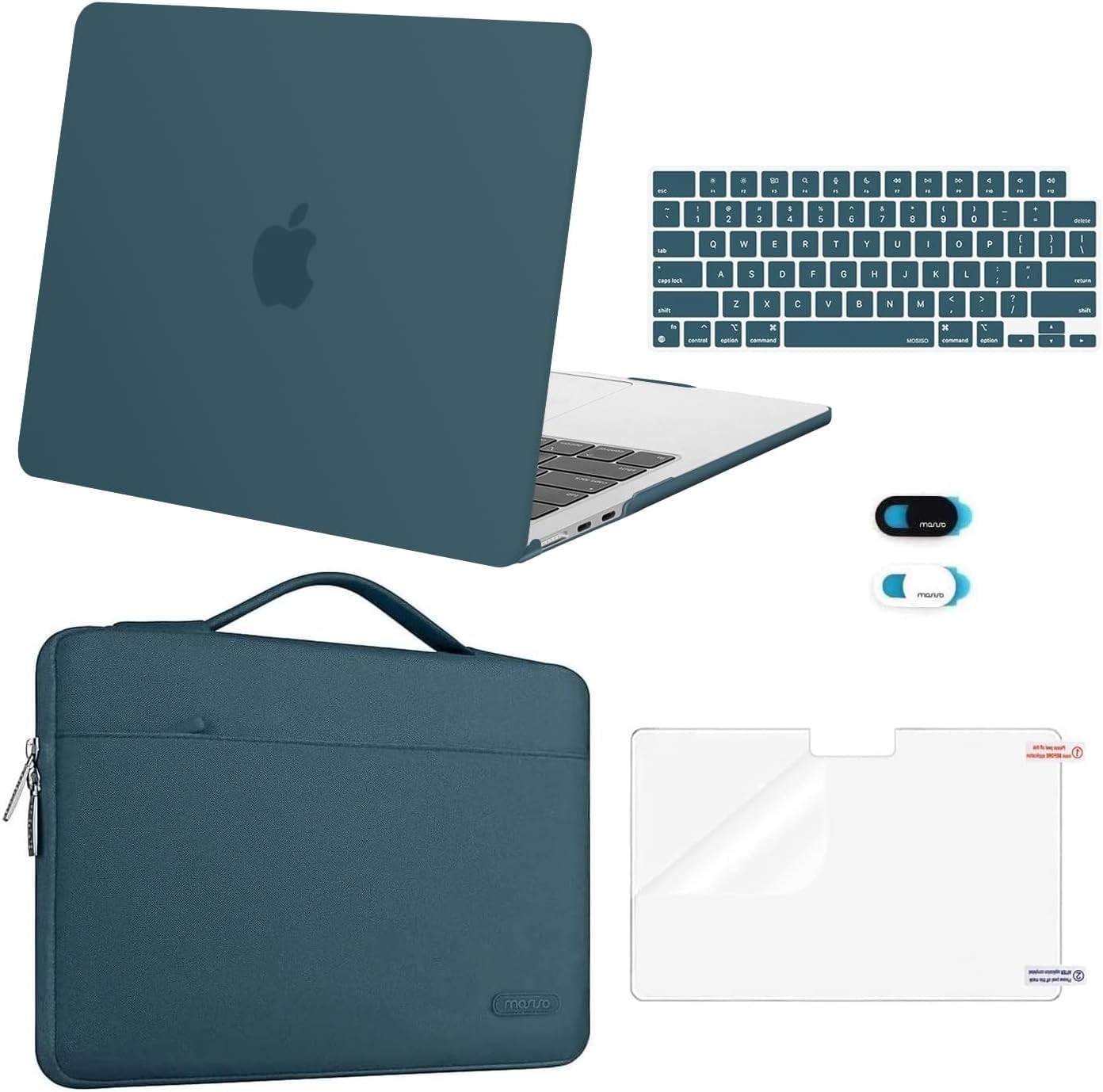 Mosiso Case for MacBook Air 13.6 inch Case 2022 2023 2024 Release M3 A3113 M2 A2681 Plastic Hard Shell Case Carrying Sleeve Bag Keyboard Cover Webcam Cover Screen Protector Black Leopard Grain Walmart...