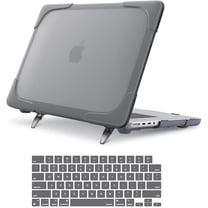Mosiso Case for MacBook Air 13.6 inch Case 2025-2022 M4 A3240 M3 A3113 M2 A2681, Heavy Duty Plastic Hard Shell Case with Fold Kickstand&Keyboard Cover, Gray