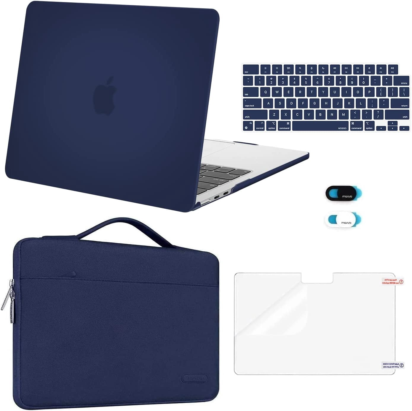 AOKILOM MacBook Air 13,6 Zoll Hülle – Transparente Hartschale Mit Tastaturabdeckung & Displayschutzfolie (nur Für M2 2022, A2681)