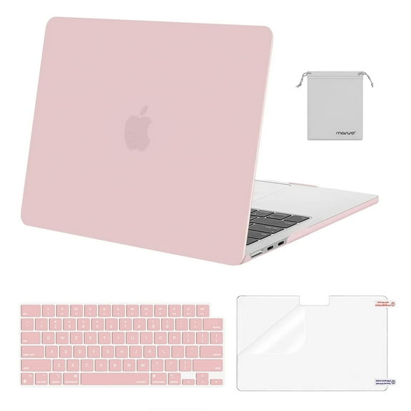 Mosiso Case for MacBook Air 13.6 inch Case 2025-2022 M4 A3240 M3 A3113 M2 A2681, Hard Shell Case&Keyboard Cover&Screen Protector&Storage Bag, Baby Pink