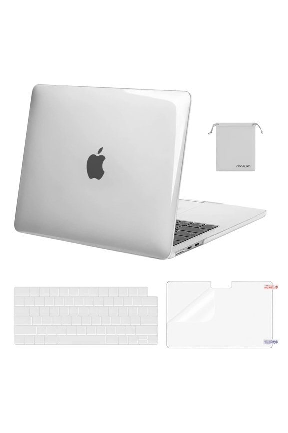 Case for MacBook Air 13.6 inch Case 2025-2022 M4 A3240 M3 A3113 M2 A2681, Hard Shell Case&Keyboard Cover&Screen Protector&Storage Bag, Crystal Clear