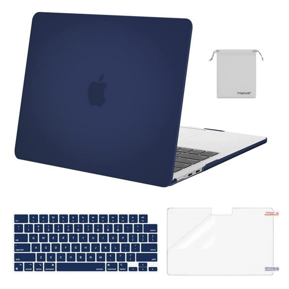 Mosiso Case for MacBook Air 13.6 inch Case 2025-2022 M4 A3240 M3 A3113 M2 A2681, Hard Shell Case&Keyboard Cover&Screen Protector&Storage Bag, Navy Blue