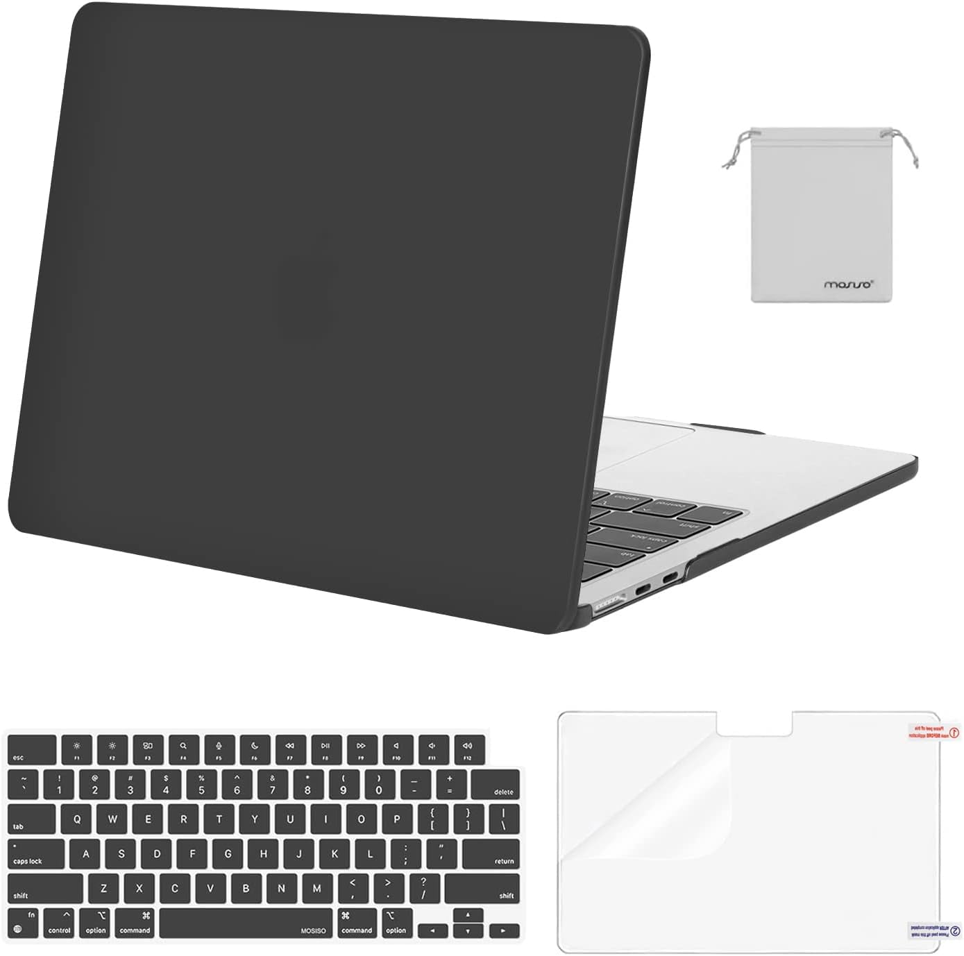 Custodia Rigida Per MacBook Air 13″ M4/M3/M2 2022-2025 – Modello A3240/A3113/A2681, Antigraffio, Angoli Rinforzati, Nero Spazio, 194g - 6