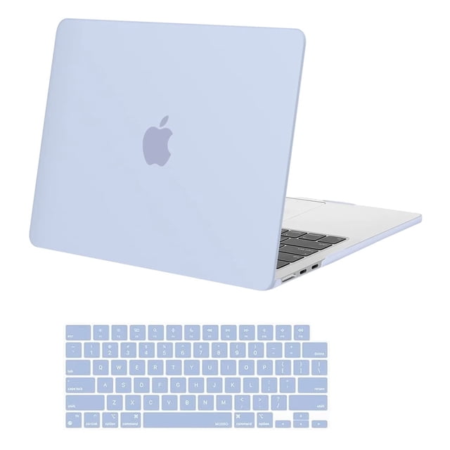 Mosiso Case for MacBook Air 13.6 inch Case M4 A3240 M3 A3113 M2 A2681 2022-2025, Protective Plastic Hard Shell Case & Keyboard Cover Skin, Cerulean Blue