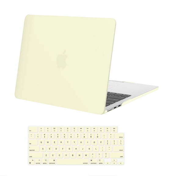 Mosiso Case for MacBook Air 13.6 inch Case M4 A3240 M3 A3113 M2 A2681 2022-2025, Protective Plastic Hard Shell Case & Keyboard Cover Skin, Pastel Yellow