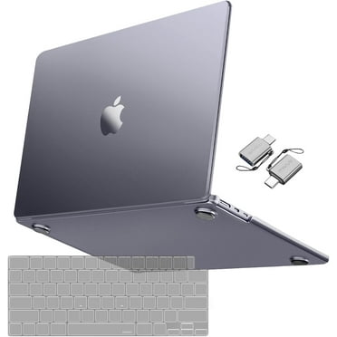 Mosiso Case for MacBook Air 15 inch Case 2025-2023 M4 A3241 M3 A3114 M2 A2941, Ultra-Thin Natural Original Color Plastic Hard Shell Case & Keyboard Cover & Type C Adapter 2 Pack, Space Gray