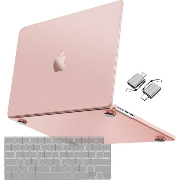 Mosiso Case for MacBook Air 15 inch Case 2025-2023 M4 A3241 M3 A3114 M2 A2941, Ultra-Thin Natural Original Color Plastic Hard Shell Case & Keyboard Cover & Type C Adapter 2 Pack, Pastel Orange