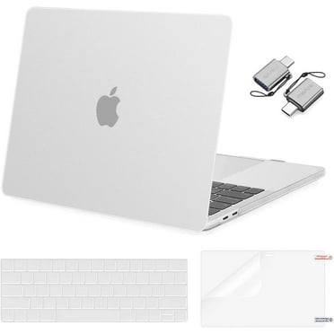 Mosiso Case for MacBook Pro 13 inch Case 2024-2016 M2 M1 A2338 A2251 A2289 A2159 A1989 A1708 A1706, Ultra-Thin Matte Plastic Hard Case&Keyboard Skin&Screen Protector&Type C Adapter, Translucent