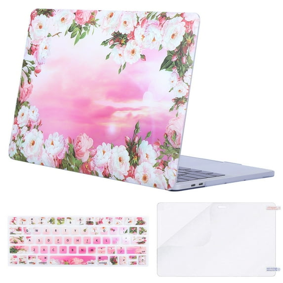 Mosiso Case for MacBook Pro 13 inch Case M2 2023, 2022, 2021-2016 A2338 M1 A2251 A2289 A2159 A1989 A1708 A1706, Plastic Pattern Hard Shell Case&Keyboard Cover&Screen Protector, Fantasy Sunrise Peony