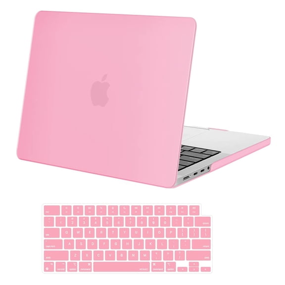 Mosiso Case for MacBook Pro 14 inch 2023 2022 2021 Release M3 A2918 A2992 M2 A2779 M1 A2442 Pro/Max Chip with Touch ID, Plastic Hard Cover Shell + Keyboard Cover, Pink