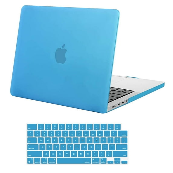 Mosiso Case for MacBook Pro 14 inch Case 2024-2021 M4 M3 M2 M1 A3112 A3185 A3401 A2918 A2992 A2779 A2442 Pro Max Chip, Plastic Hard Cover Shell + Keyboard Cover, Aqua Blue