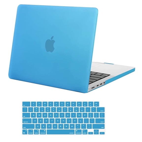 Mosiso Case for MacBook Pro 14 inch Case 2024-2021 M4 M3 M2 M1 A3112 A3185 A3401 A2918 A2992 A2779 A2442 Pro Max Chip, Plastic Hard Cover Shell + Keyboard Cover, Aqua Blue