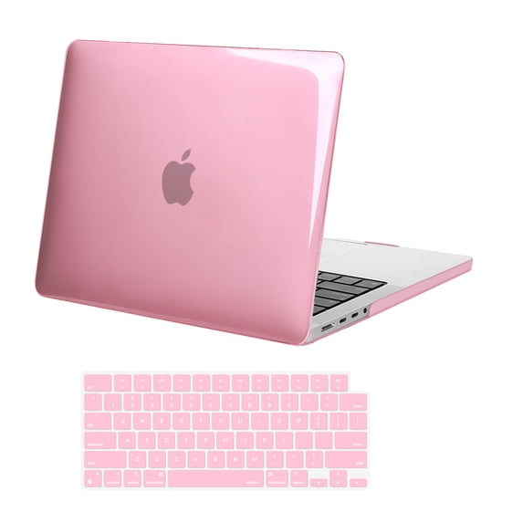 Mosiso Case for MacBook Pro 14 inch 2024-2021 M4 A3112 A3185 A3401 M3 A2918 A2992 M2 A2779 M1 A2442 Pro Max Chip with Touch ID, Plastic Hard Shell with Keyboard Cover, Crystal Pink