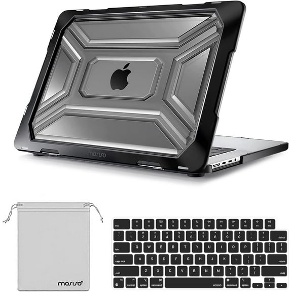 Mosiso Case for MacBook Pro 16 inch Case 2024-2021 M4 A3403 A3186 M3 A2991 M2 A2780 M1 A2485 Pro Max Chip, Heavy Duty Plastic Hard Shell Case with TPU Bumper&Keyboard Cover&Storage Bag, Black