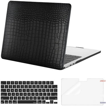 Mosiso Case for Mosiso Case for MacBook Pro 16 inch Case 2024-2021 M4 M3 M2 M1 A3403 A3186 A2991 A2780 A2485, Crocodile Grain PU Leather Hard Shell Case&Keyboard Cover&Screen Protector, Black