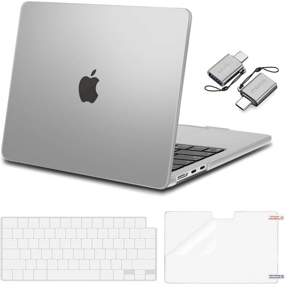 Mosiso Case for MacBook Air 13.6 inch 2025-2022 M4 A3240 M3 A3113 M2 A2681, Hard Shell&Keyboard Cover&Screen Protector&Type C Adapter 2 Pack, Frost