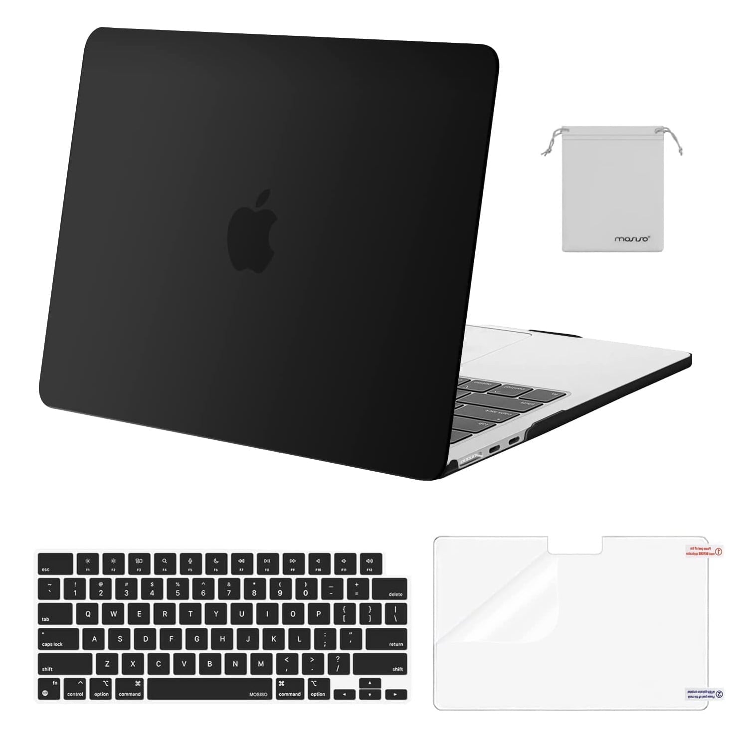 Custodia Rigida Per MacBook Air 13″ M4/M3/M2 2022-2025 – Modello A3240/A3113/A2681, Antigraffio, Angoli Rinforzati, Nero Spazio, 194g - 4