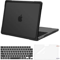 Mosiso Compatible with MacBook Air 13 inch Case 2025-2022 M4 A3240 M3 A3113 M2 A2681, Soft TPU Bumper Hard Shell&Keyboard Skin&Screen Film for MacBook Air 13.6 inch Case, Black