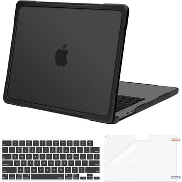 Mosiso Compatible with MacBook Air 13 inch Case 2025-2022 M4 A3240 M3 A3113 M2 A2681, Soft TPU Bumper Hard Shell&Keyboard Skin&Screen Film for MacBook Air 13.6 inch Case, Black