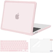 Mosiso Compatible with MacBook Air 13 inch Case 2025-2022 M4 A3240 M3 A3113 M2 A2681, Soft TPU Bumper Hard Shell&Keyboard Skin&Screen Film for MacBook Air 13.6 inch Case, Chalk Pink