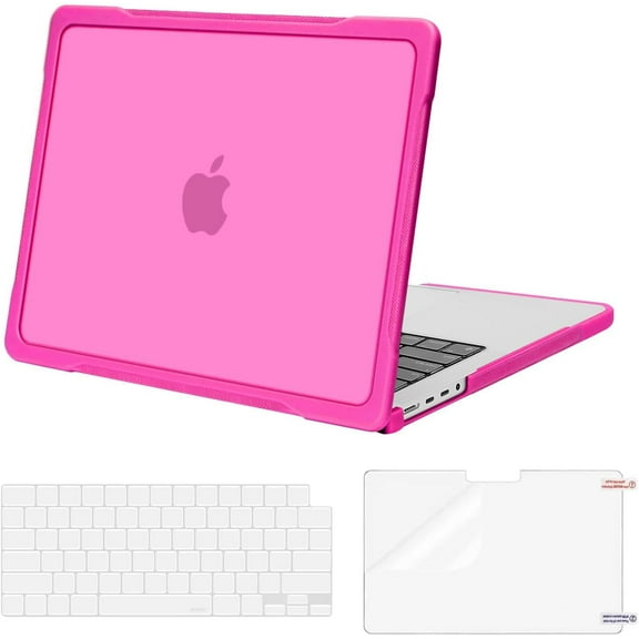 Mosiso Compatible with MacBook Pro 14 inch Case 2025-2021 M4 M3 M2 M1 A3112 A3185 A3401 A2918 A2992 A2779 A2442, Soft TPU Bumper Plastic Anti-Scratch Hard Case&Keyboard Cover&Screen Film, Rose Red