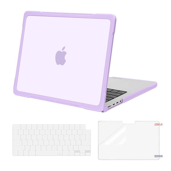 Mosiso Compatible with MacBook Pro 14 inch Case 2025-2021 M4 M3 M2 M1 A3112 A3185 A3401 A2918 A2992 A2779 A2442, Soft TPU Bumper Plastic Anti-Scratch Hard Case&Keyboard Cover&Screen Film, Light Purple