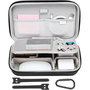 Mosiso Electronic Organizer Travel Case for MacBook Power Adapter, Magic Mouse & Pencil, SD Card, USB Flash Disk with 4 Modular Insert & 2 Cable Tie & Snap Hook, Black
