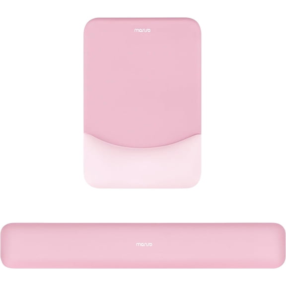 Mosiso Ergonomic Mouse Pad with Wrist Rest, Non-Slip Base Keyboard Wrist Rest Support, Memory Foam Computer Mouse Mat for Easy Typing and Home/Office Pain Relief, Pink