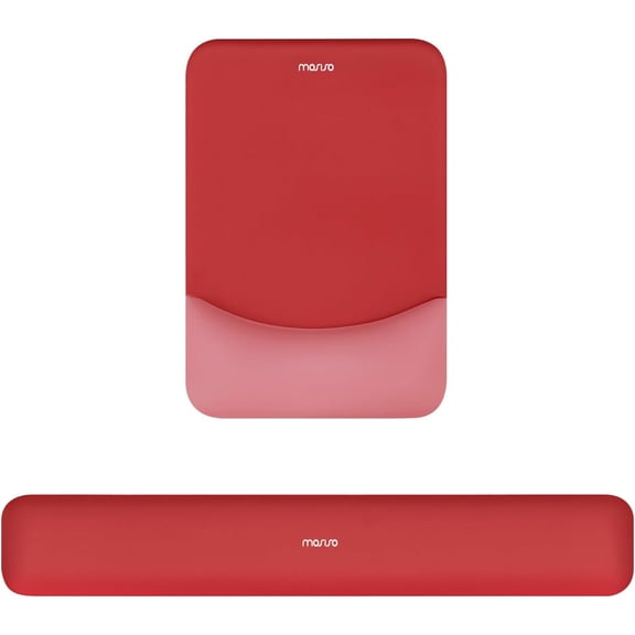 Mosiso Ergonomic Mouse Pad with Wrist Rest, Non-Slip Base Keyboard Wrist Rest Support, Memory Foam Computer Mouse Mat for Easy Typing and Home/Office Pain Relief, Red