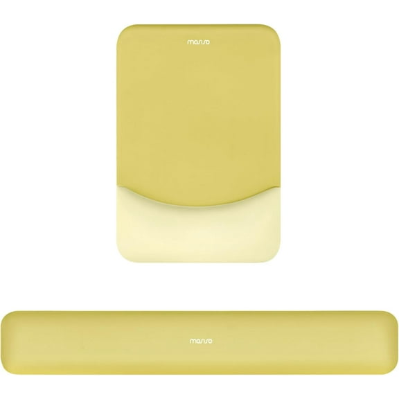 Mosiso Ergonomic Mouse Pad with Wrist Rest, Non-Slip Base Keyboard Wrist Rest Support, Memory Foam Computer Mouse Mat for Easy Typing and Home/Office Pain Relief, Yellow