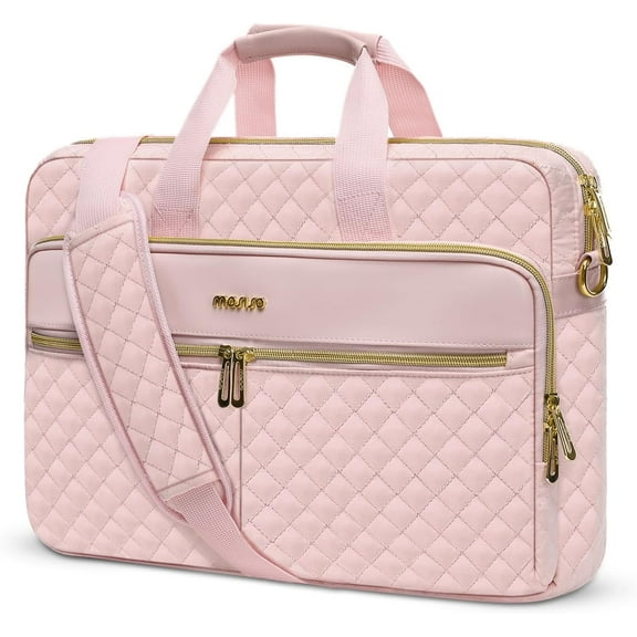 Mosiso Laptop Bag for Women, 15 15.6 16 inch Laptop Shoulder Bag Computer Messenger Bag for MacBook HP Dell Lenovo Asus Razer Notebook, Pink
